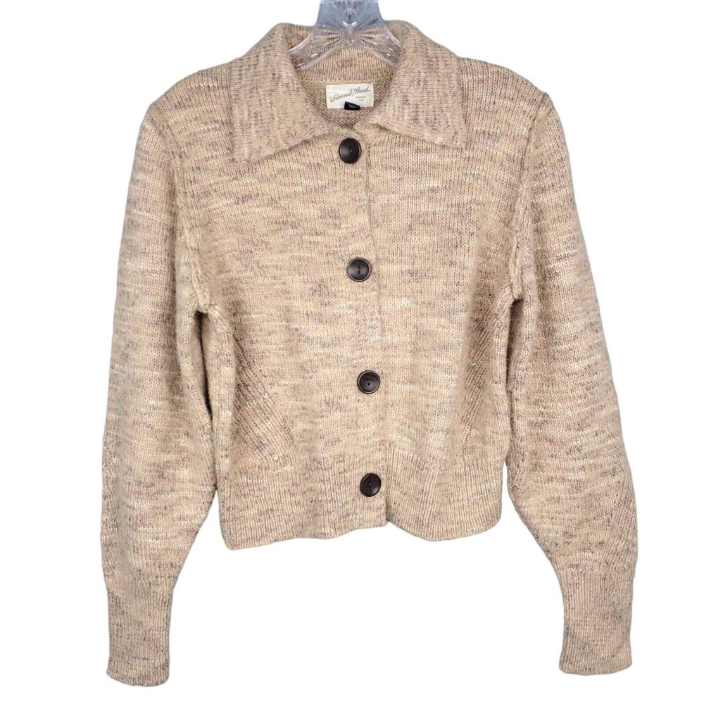 Universal Thread Marled Light Brown Cropped Cardigan Sweater Button Up Size XS